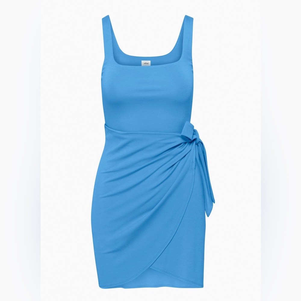 Aritzia Blue Saturn Mini Wrap Dress